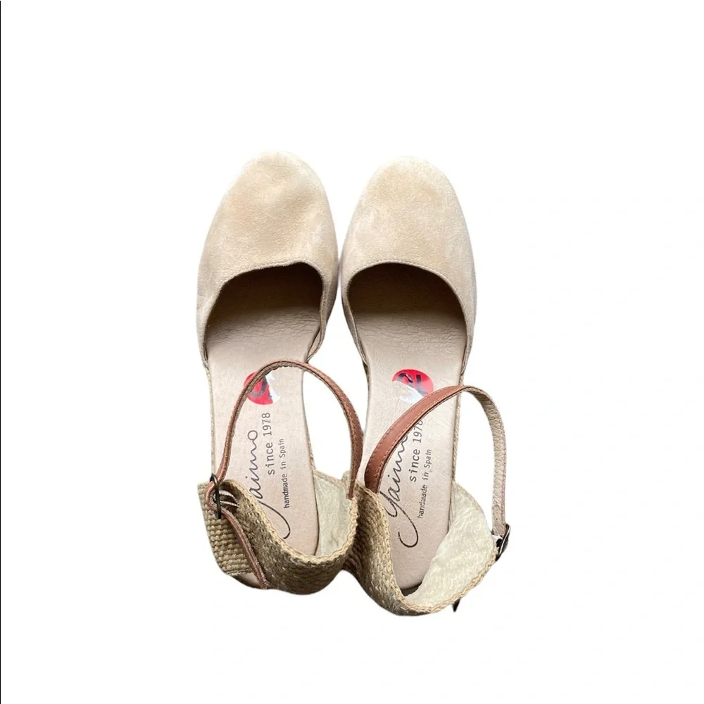GAIMO Tan Wedge Espadrilles Sandals
